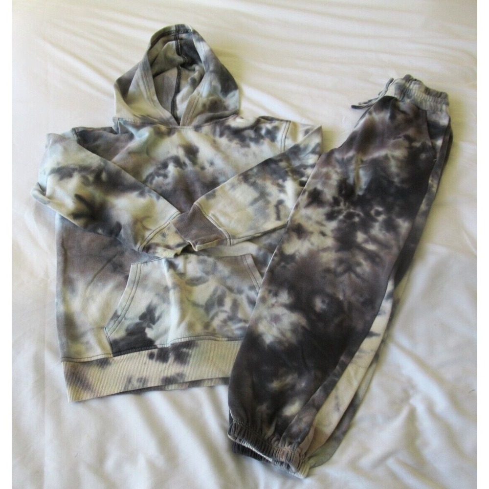5th & Ryder Nordstrom Kids Size Small Blue & Ivory Tie Dye Hoodie & Joggers Set